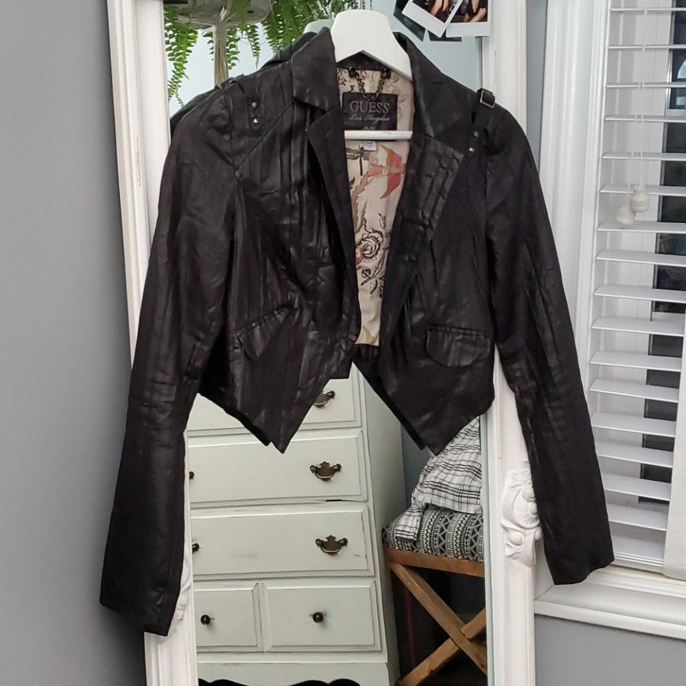 Guess faux leather crop jacket